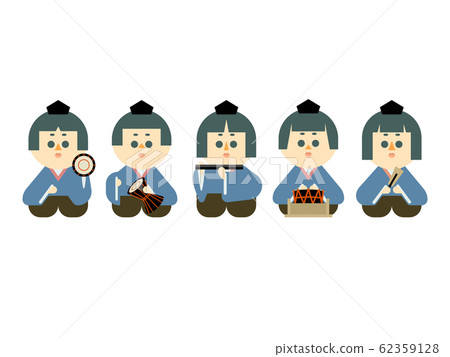 Illustration set easy to cut out of the five dolls of the doll Illustration set easy to cut out of the five dolls of the doll 62359128