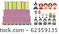 Illustration set that makes it easy to cut out three-stage hinadan and dolls 62359135