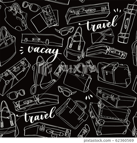 Seamless pattern travel elements and luggage. - Stock Illustration ...
