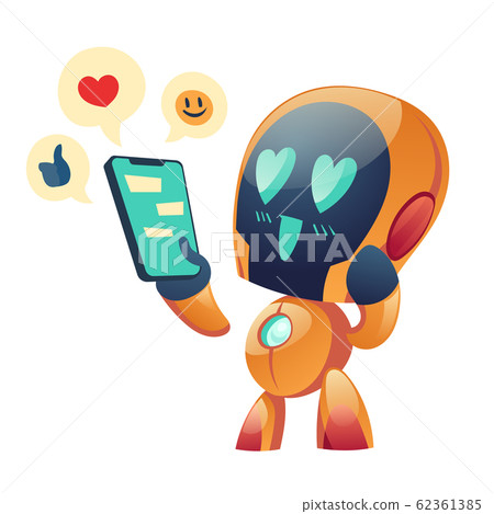 Robot or chatbot having love conversation online Robot or chatbot having love conversation online 62361385