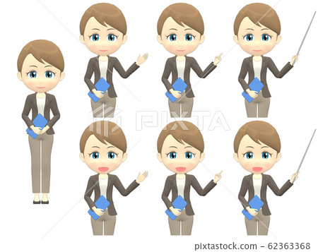 [Presentation B] Caucasian female casual ponytail front 62363368