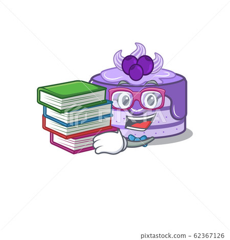 mascot cartoon of blueberry cake studying with book mascot cartoon of blueberry cake studying with book 62367126