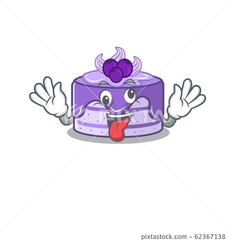 Cute sneaky blueberry cake Cartoon character with a crazy face 62367138