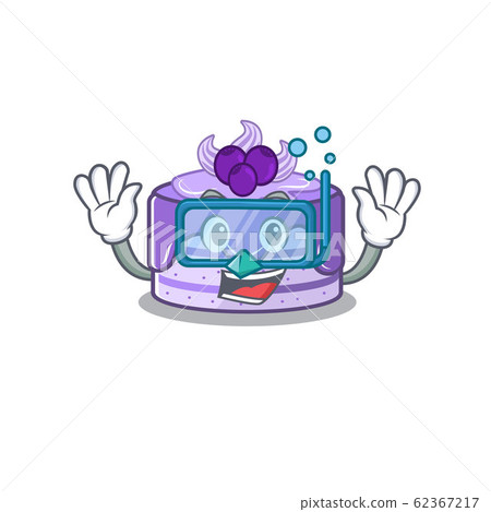 cartoon character of blueberry cake wearing Diving glasses 62367217