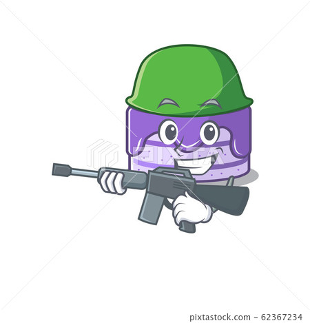 A cute picture of blueberry cake Army with machine gun 62367234