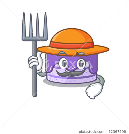 Happy Farmer blueberry cake cartoon picture with hat and tools Happy Farmer blueberry cake cartoon picture with hat and tools 62367296