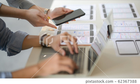 Cropped shot of UI graphic designer shoeing the 62367388