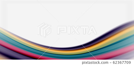 Wave lines abstract background, smooth silk design with rainbow style colors. Liquid fluid color waves. Vector Illustration 62367709