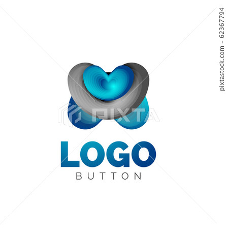 Abstract round shape logo template. Minimal geometrical design, 3d geometric bold symbol in relief style with color blend steps effect. Vector Illustration Abstract round shape logo template. Minimal geometrical design, 3d geometric bold symbol in relief style with color blend steps effect. Vector Illustration 62367794