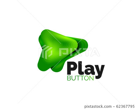 Arrow logo template. Or play or download button logotype template. Minimal geometrical design, 3d geometric bold symbol in relief style with color blend steps effect. Vector Illustration Arrow logo template. Or play or download button logotype template. Minimal geometrical design, 3d geometric bold symbol in relief style with color blend steps effect. Vector Illustration 62367795