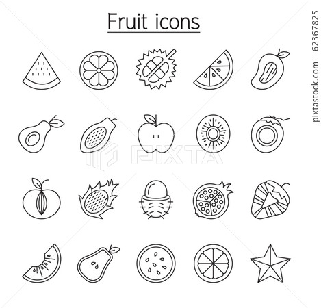 Fruit icons set in thin line style Fruit icons set in thin line style 62367825