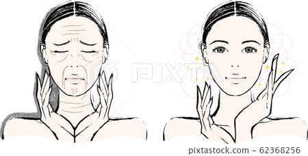Woman wrinkle before after 62368256