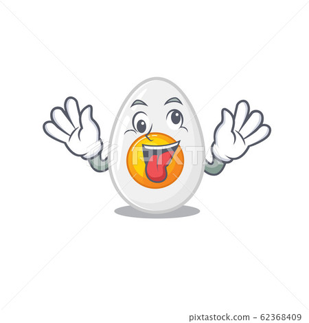 Cute sneaky boiled egg Cartoon character with a crazy face Cute sneaky boiled egg Cartoon character with a crazy face 62368409