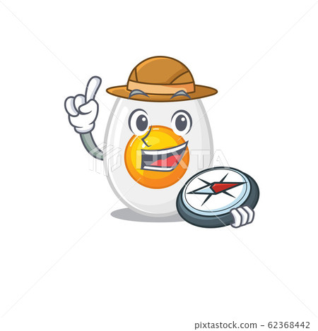 Boiled egg experienced Explorer using a compass 62368442