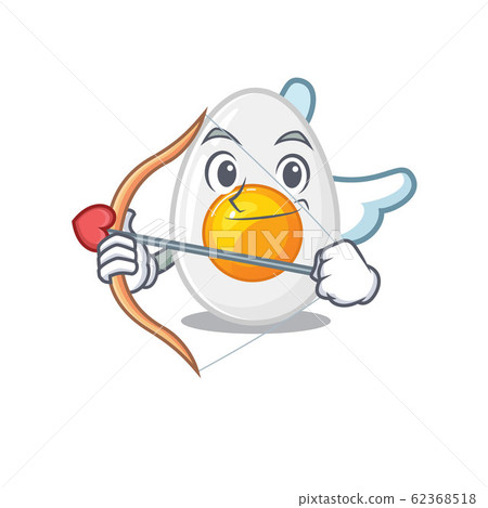 Sweet boiled egg Cupid cartoon design with arrow and wings 62368518