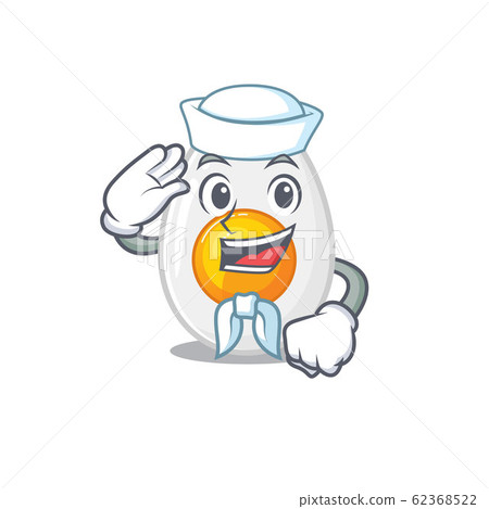 Boiled egg cartoon concept Sailor wearing hat Boiled egg cartoon concept Sailor wearing hat 62368522