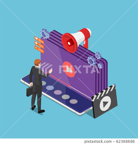 Isometric businessman play online video streaming Isometric businessman play online video streaming 62368686