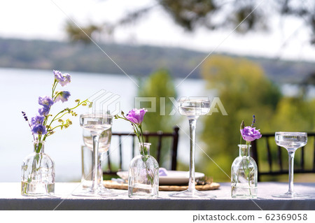 Decorative decoration of the festive table. Glass Decorative decoration of the festive table. Glass 62369058
