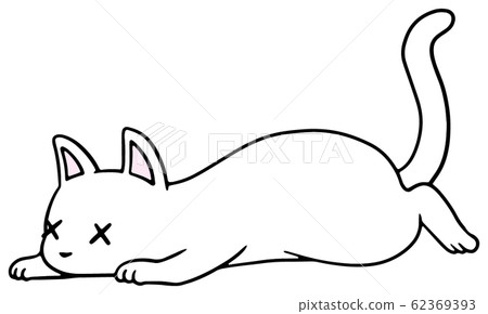 一隻墮落的貓（白色）_虛弱的面孔的插圖 62369393