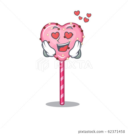 Romantic falling in love candy heart lollipop cartoon character concept Romantic falling in love candy heart lollipop cartoon character concept 62371458