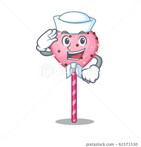 Candy heart lollipop cartoon concept Sailor wearing hat Candy heart lollipop cartoon concept Sailor wearing hat 62371530