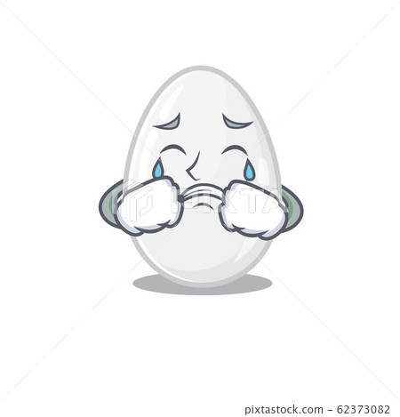 White egg cartoon character concept with a sad face White egg cartoon character concept with a sad face 62373082