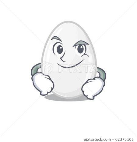 Cool white egg mascot character with Smirking face 62373105