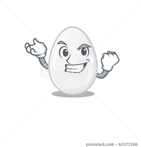 cool confident Successful white egg cartoon character style 62373106