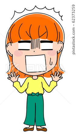 Illustration material cute woman whole body expression shock 62373259