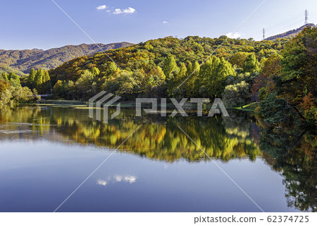 秋天反映在湖中 62374725