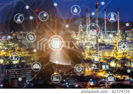 businessman Foreman working with night oil 62374726