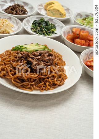 Chapagri-Korean style jar noodles made with Korean instant noodles Chapagri-Korean style jar noodles made with Korean instant noodles 62376604
