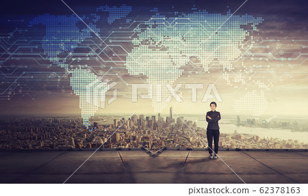 motivated businesswoman on the rooftop of motivated businesswoman on the rooftop of 62378163