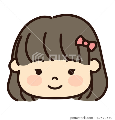 Illustration of a bob cut girl wearing a ribbon 62379350