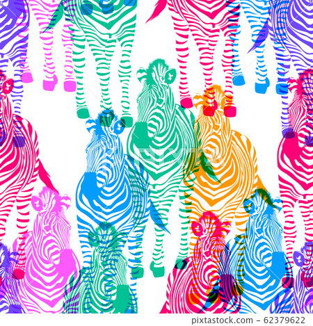 Colorful zebra seamless pattern. - Stock Illustration [62379622] - PIXTA