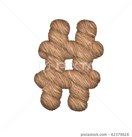 Letter stylized in the form of a rope - 3D render 62379828