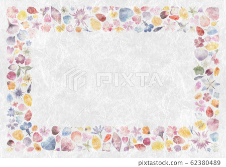 各種花瓣和壓花,手工日本紙框 各種花瓣和壓花,手工日本紙框 62380489
