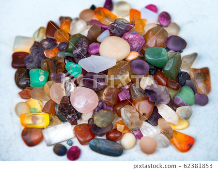 Mineral gemstones in jewelry market. 62381853