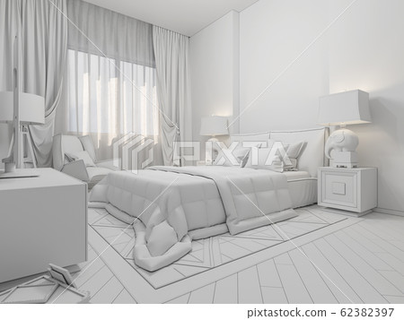 3D render interior design of a modern bedroom 3D render interior design of a modern bedroom 62382397