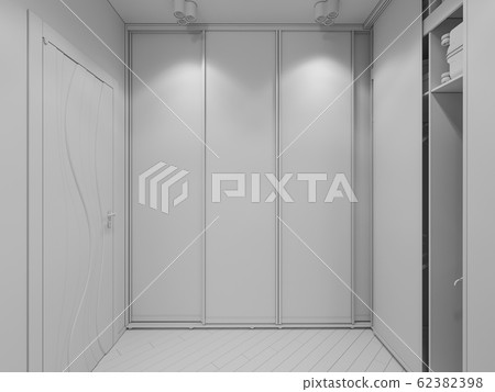 3D render interior design of a wardrobe in the bedroom 62382398