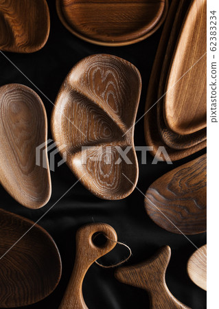 Set of cutting boards on wooden background 62383234