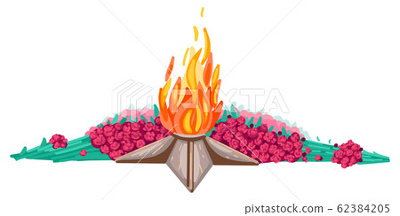 Eternal flame. Memorial 9 may. Great Patriotic war. Vector illustration 62384205