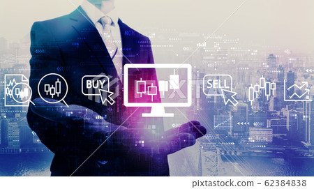 Stock trading theme with businessman 62384838