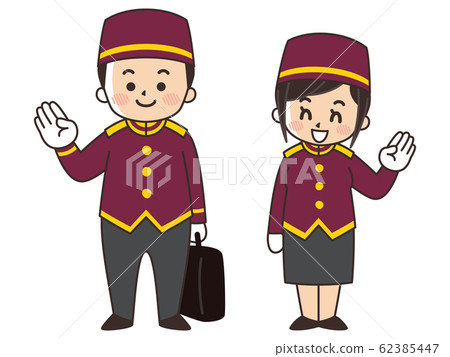 Men and women at the hotel staff to guide bellboy Men and women at the hotel staff to guide bellboy 62385447