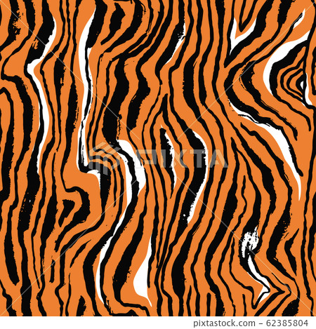 Vector illustration tiger print seamless pattern. Orange and black hand drawn background. Vector illustration tiger print seamless pattern. Orange and black hand drawn background. 62385804