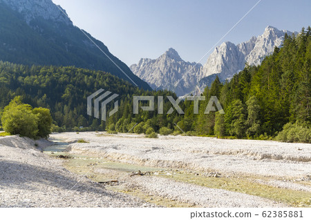 Lake and mountains near Kranjska Gora village in Lake and mountains near Kranjska Gora village in 62385881