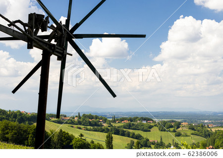 vineyard with windmill called klapotetz in south 62386006