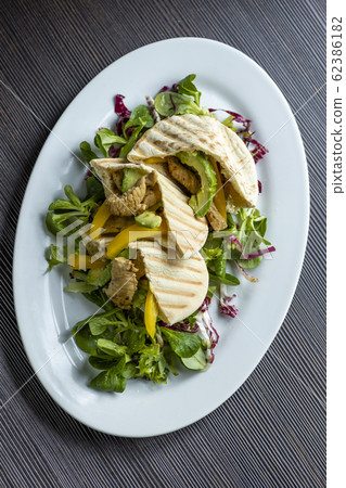 pita bread with chicken and salat pita bread with chicken and salat 62386182