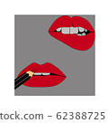 Bloated lips are painted with a pencil 62388725