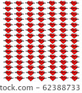 A lot of hearts on a white background. 62388733